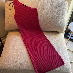 Marciano Pink Ribbed Midi Dress